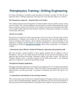 Petrophysics Training-Drilling Engineering