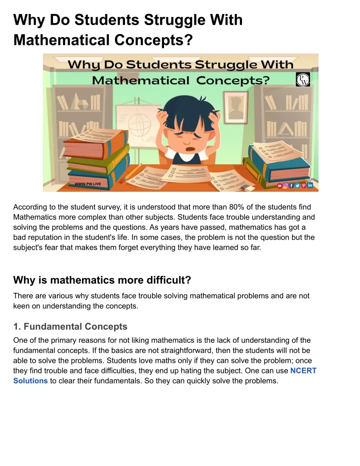 why do students struggle with mathematical