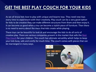 Get The Best Play Couch For Your Kids