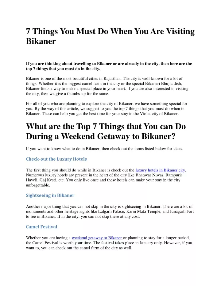 7 things you must do when you are visiting bikaner