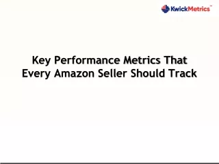 key performance metrics that every amazon seller