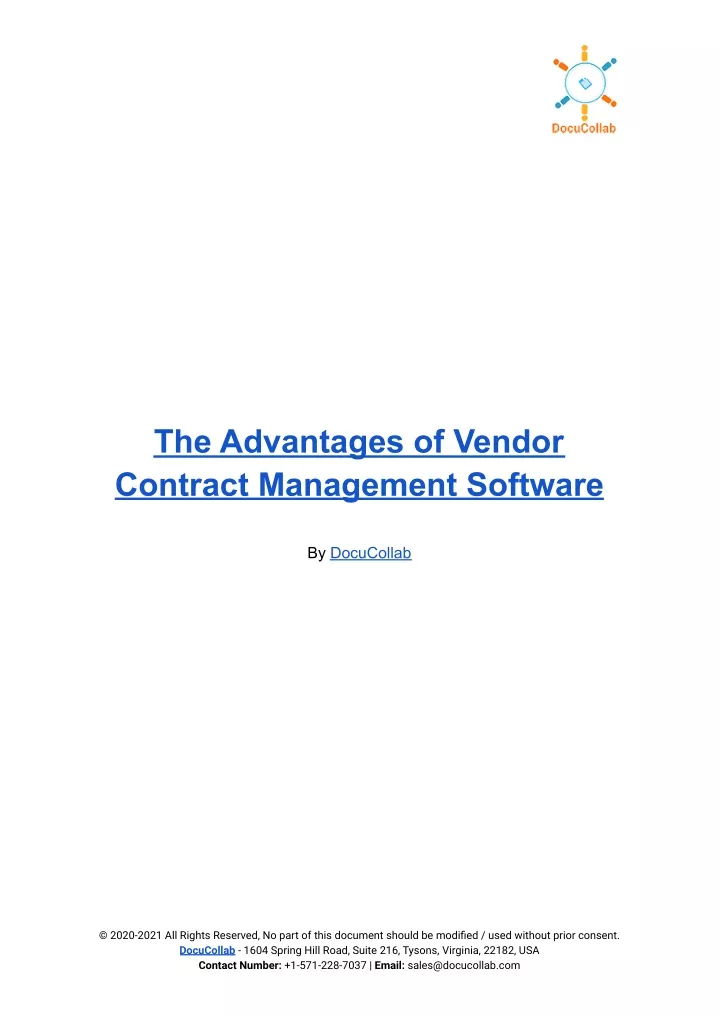 the advantages of vendor contract management