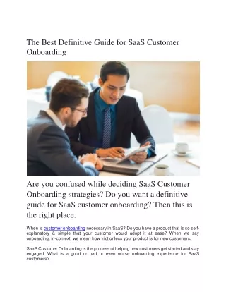 The Best Definitive Guide for SaaS Customer Onboarding