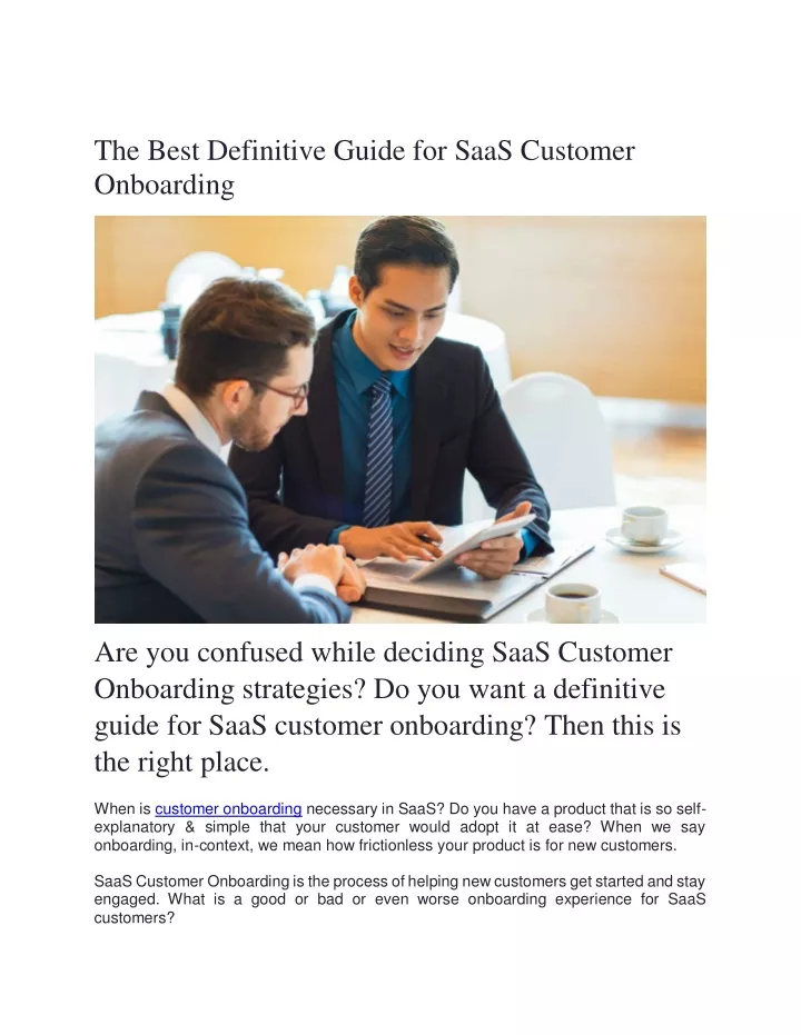 PPT - The Best Definitive Guide For SaaS Customer Onboarding PowerPoint ...