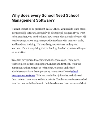 Why does every School Need School Management Software