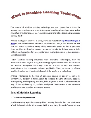 the process of machine learning technology lets