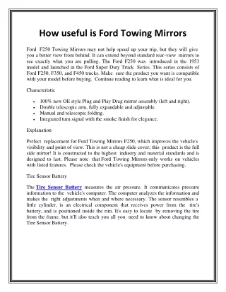How useful is Ford Towing Mirrors