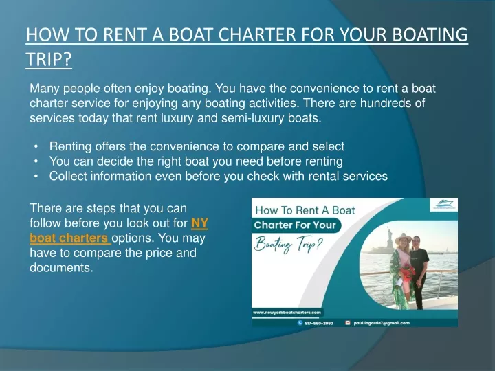 how to rent a boat charter for your boating trip