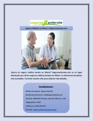 seguros m dicos en miami segurosenterate com