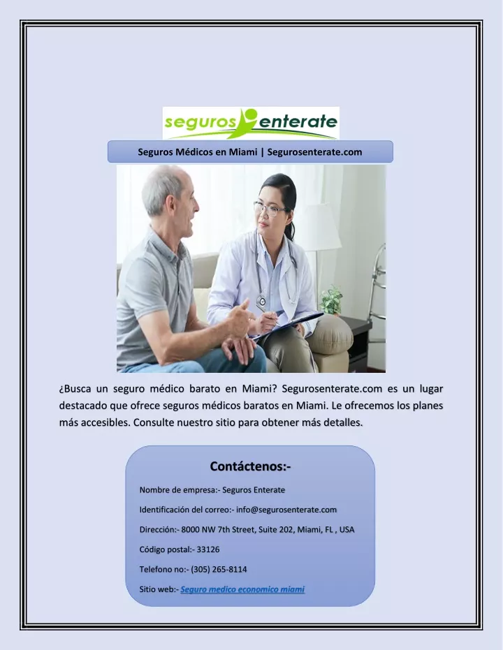 seguros m dicos en miami segurosenterate com