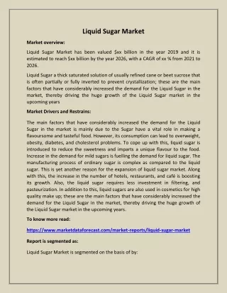 liquid sugar market