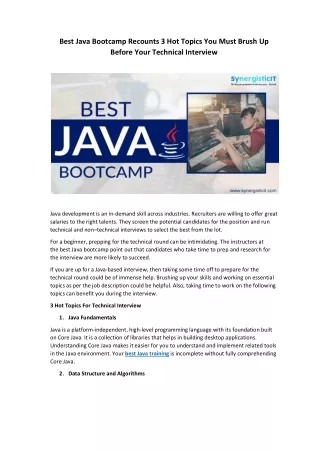 Best Java Bootcamp Recounts 3 Hot Topics You Must Brush Up Before Your Technical