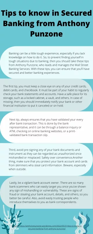 Tips to know in Secured Banking from Anthony Punzone
