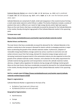 Cathode Materials Market