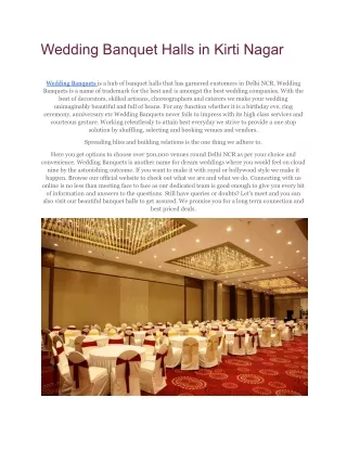Wedding banquet halls in Kirti Nagar