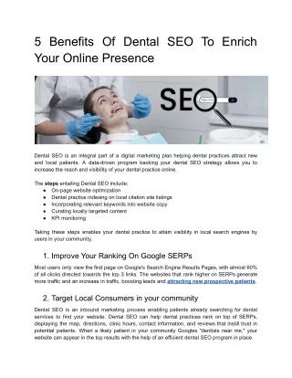 5 Benefits Of Dental SEO To Enrich Your Online Presence (1)