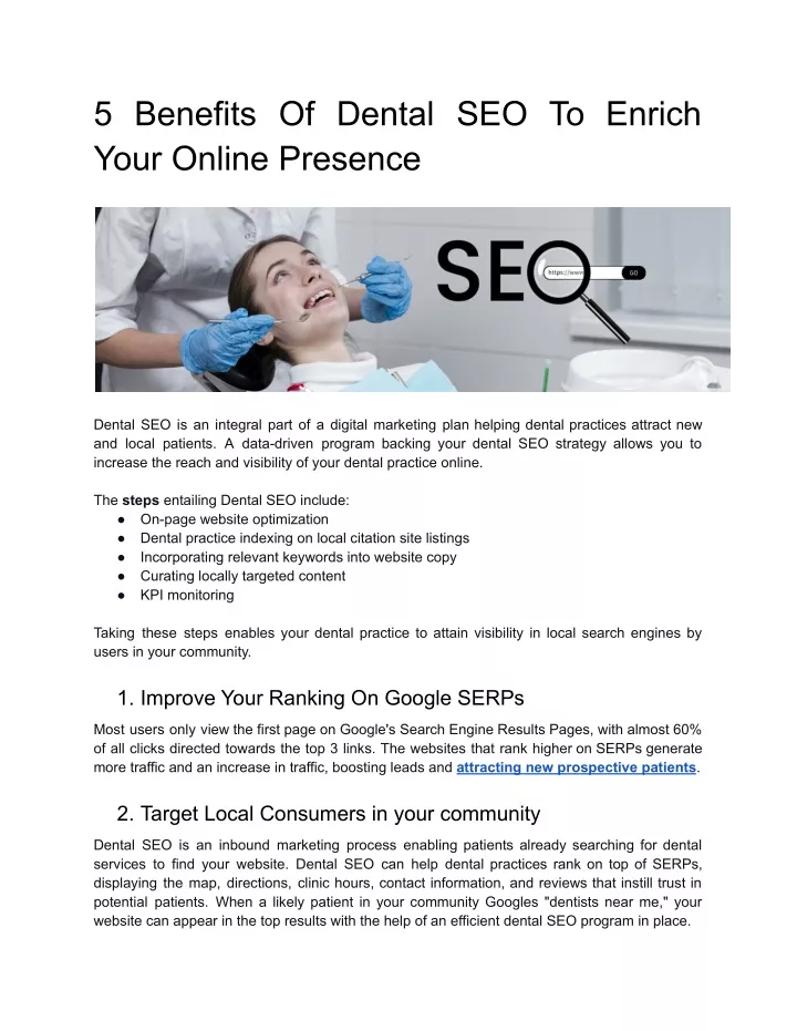 5 benefits of dental seo to enrich your online