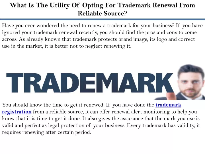 what is the utility of opting for trademark