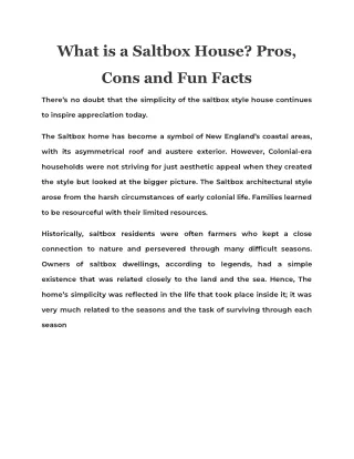 what is a saltbox house pros