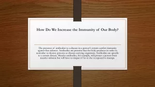 how do we increase the immunity of our body