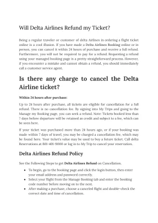 Will Delta Airlines Refund my Ticket?