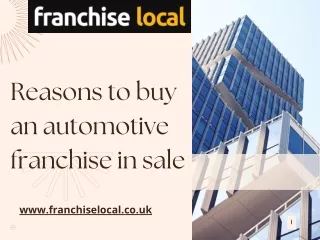 Benifits of Buying Automotive Franchise For Sale In UK