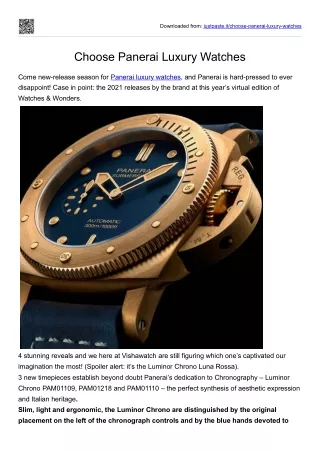 Choose Panerai Luxury Watches