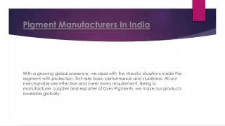 Pigment Manufacturers In India