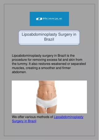 Lipoabdominoplasty Surgery in Brazil By Rosique Plastic Surgery