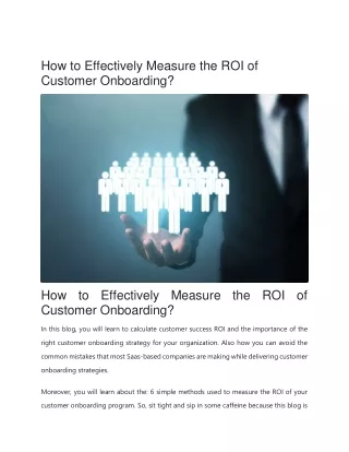 How to Effectively Measure the ROI of Customer Onboarding