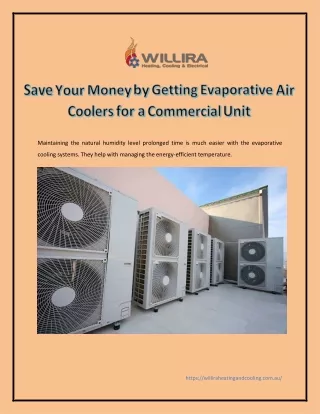 Save Your Money by Getting Evaporative Air Coolers for a Commercial Unit