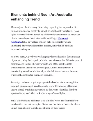 elements behind neon art australia enhancing trend