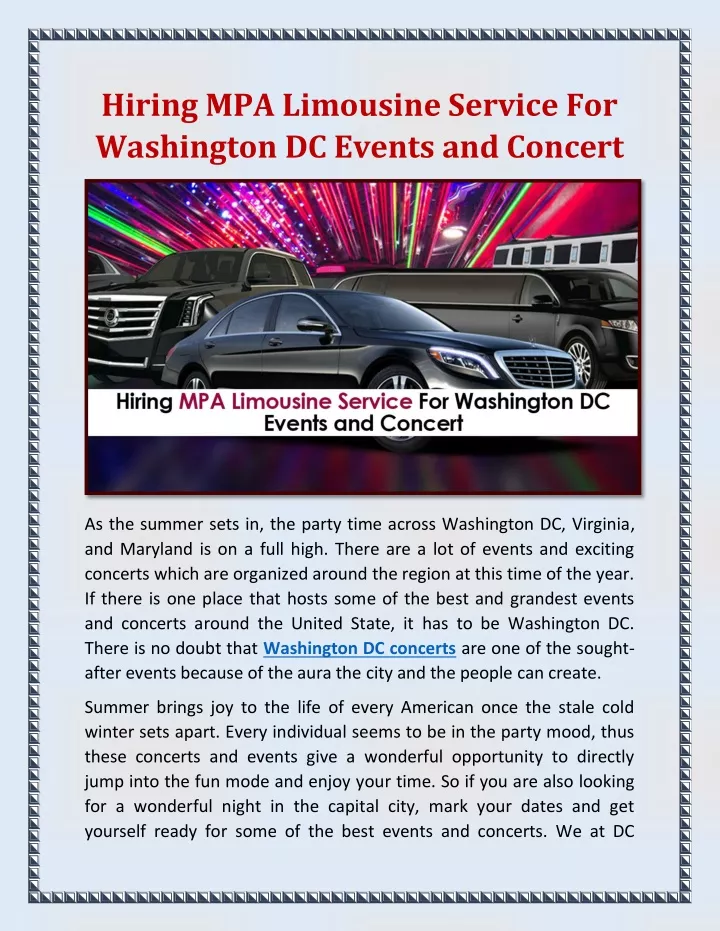 hiring mpa limousine service for washington