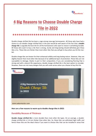 4 big reasons to choose double charge tile in 2022