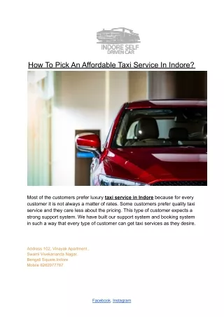 How To Pick An Affordable Taxi Service In Indore