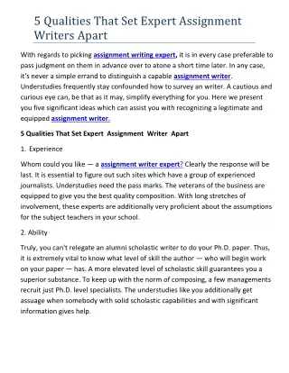 5 qualities that set expert assignment writers