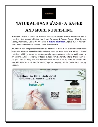 Natural Hand Wash- A Safer and More Nourishing