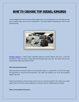 How to Choose Top Diesel Engines
