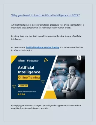 why you need to learn artificial intelligence