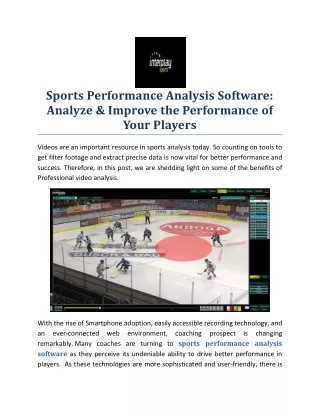 Sports Performance Analysis Software- Analyze & Improve the Performance of Your Players