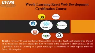 Worth Learning React Web Development Certification Course