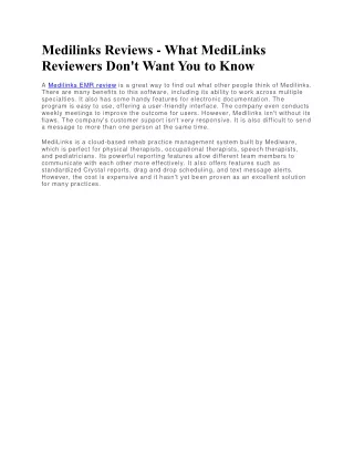 medilinks reviews what medilinks reviewers
