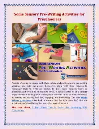 Some Sensory Pre-Writing Activities for Preschoolers