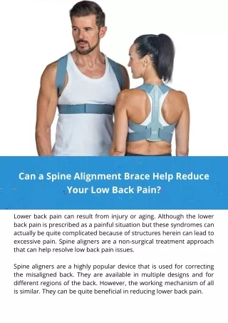 Can a Spine Alignment Brace Help Reduce Your Low Back Pain?