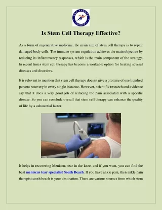 Is Stem Cell Therapy Effective