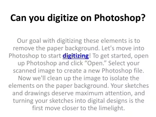 can you digitize on photoshop
