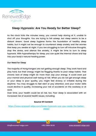 Sleep Hypnosis: Are You Ready for Better Sleep?