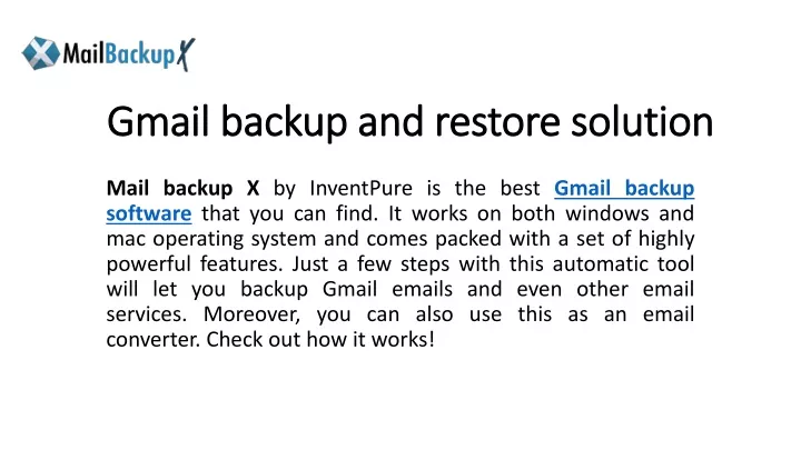 gmail backup and restore solution