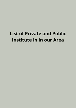 List of Private and Public Institute in near me