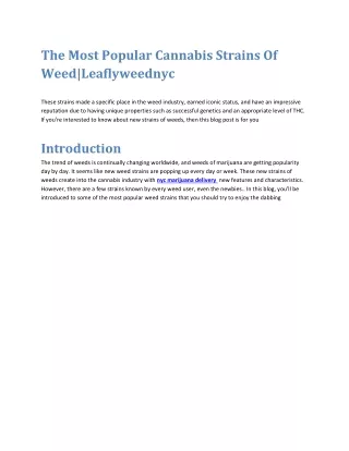 The Most Popular Cannabis Strains Of WeedLeaflyweednyc